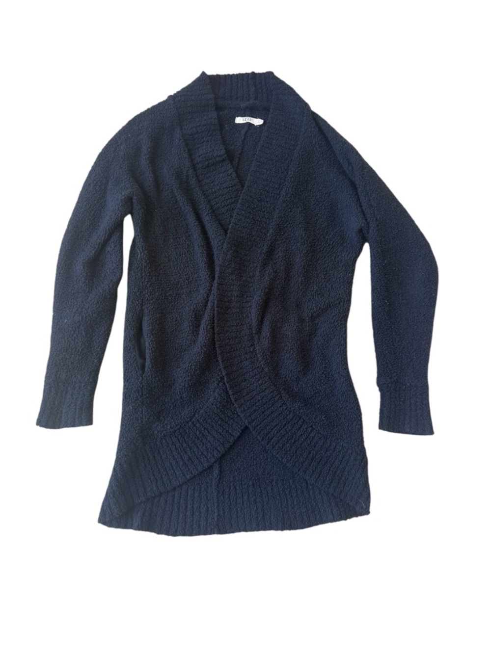 UGG Plush Shawl Collar Cardigan Black Cozy Open Front Sweater Lounge